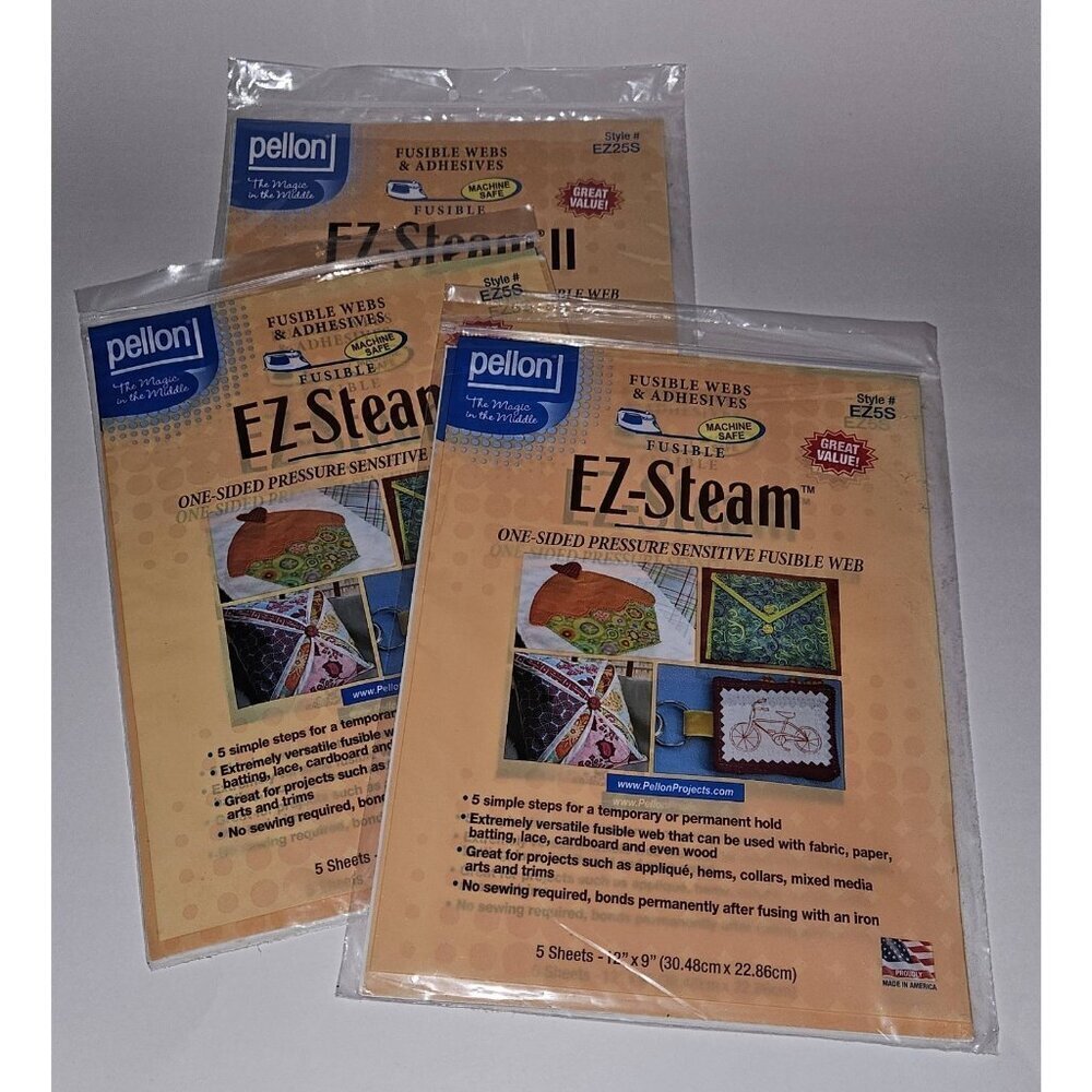Pellon Fusible Webs Adhesives EZ-Steam EZ5S EZ25S Mixed Lot (2 sealed 1 partial)